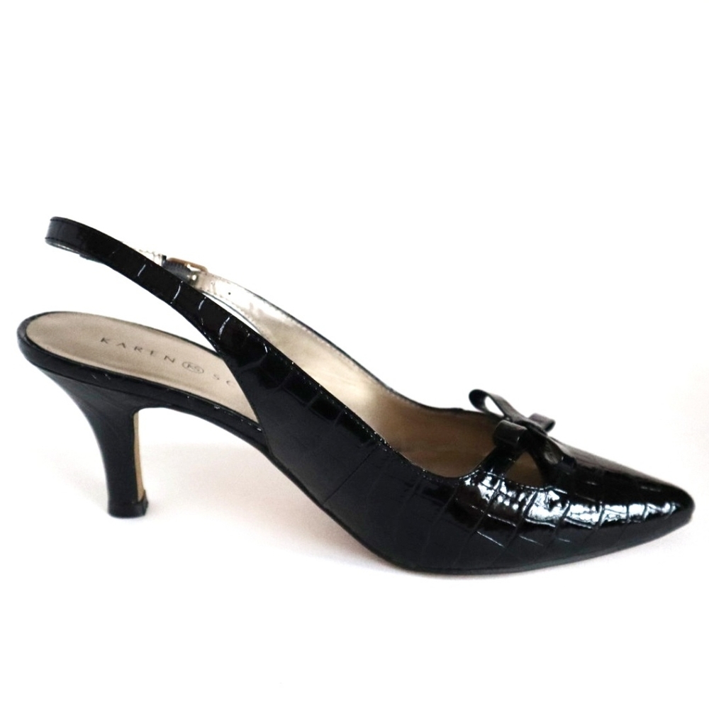 Karen Scott Black Crocodile Slingback Womens Shoe